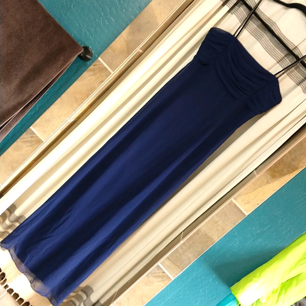 Chaps size 10 fitted strap navy dress